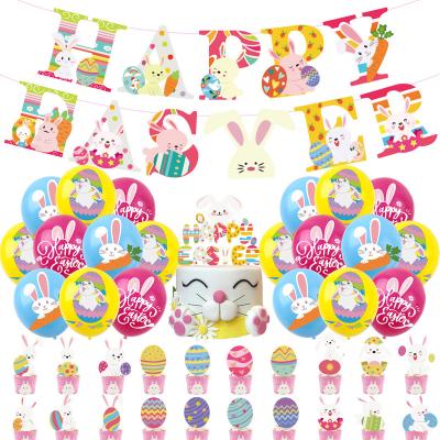 China New Design Easter Decoration 2022 Easter Egg Theme Party Supplier Bunny Balloon Wall Banner Happy Easter Party Decoration Party Decor for sale