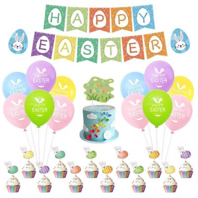 China Happy New Design 2022 Set Fiesta Easter Decorations Rabbit Party Paper Eggs Balloons Easter for sale