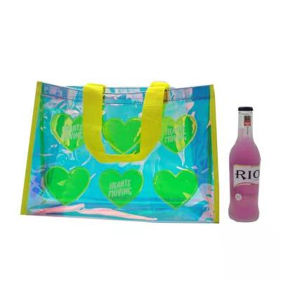 China New PVC Waterproof Outdoor Pattern Tote Bag Plastic Shopping Bag Or Transparent Waterproof Surface Cosmetic Bag for sale