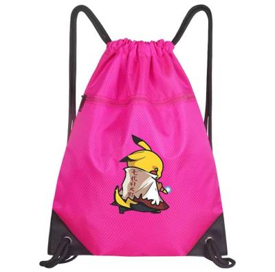 China 100% Polyester Eco-friendly Custom Waterproof Gift Travel Backpack Bag Drawstring Package Sport Gym Bags for sale