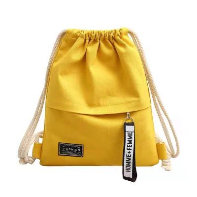 China Eco - Friendly Multi - Color Sport Bags Small Backpack Cotton Drawstring Bag With Zipper Pocket for sale