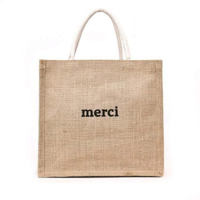 China Eco Friendly Eco Friendly Shopping LinenTote Women's Jute Handbags With Custom Printed Logo for sale