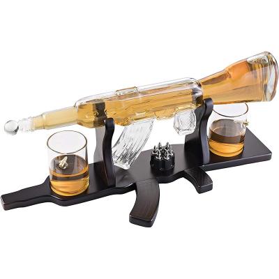 China Best Sustainable New Products 1000ml AK 47 Rifle 700ml Luxury Glass Tequila Bottle Big Viable For Alcohol for sale