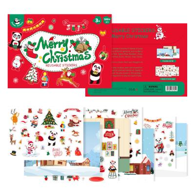 China Merry Christmas 100PCS Repositionable Enlarge Stickers with 4 Color Backgrounds for sale