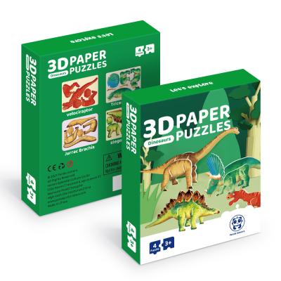 China 3D Paper Crafts Boys And Girls Preschool Jigsaw Puzzle 4 In 1 Dinosaurs Play Set for sale