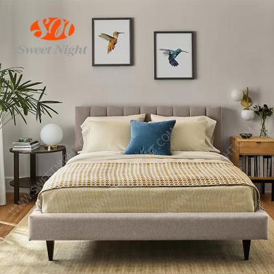 China Luxury Double Frame Tufted Furniture Queen Size Modern Design Fabric Upholstered Bed for sale