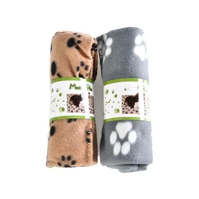 China Pet Bedding Paw Pattern Fleece Pet Cat Soft Warm Stocked Dog Blanket for sale