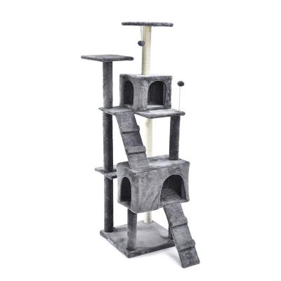 China Wholesale Large Multilayer Pet Activity Scratch Post Housing Stocked Climbing House Cat Tree for sale