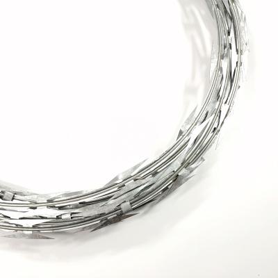 China Cross Type Barbed Razor Wire / BTO30 Concertina Wall Type Razor Wire Blade 30cm / 400mm Concertina Diameter Spool for sale