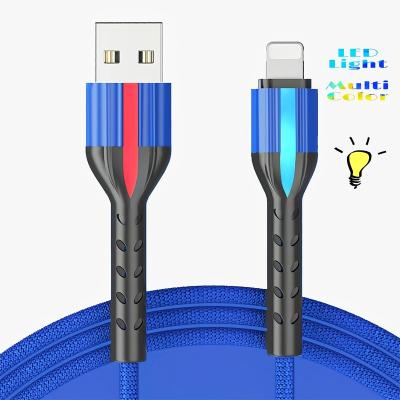 China Etc.electronic mobile phone product Braided Breathing LED USB Data Cable Fast Charging Type C Android Mobile USB Lighting Micro USB Cable for sale