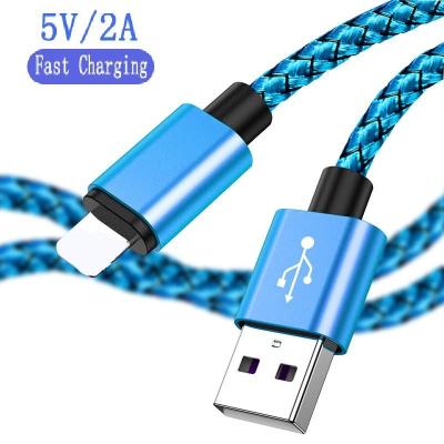 China MP3/MP4 Player Mobile Phone Cables 2m USB Braided Cable 8 Pin Fast Charging Lighting Data Cable For iPhone for sale