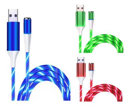 China MP3/MP4 Magnetic Led Player RIZI USB Flow Cable 3 in 1 USB-C Cable Micro Magnetic Data USB Charging Cable for sale