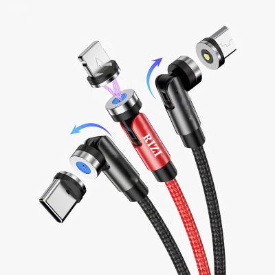 China Magnet Phone MP3/MP4 Player 540 Degree Cable Micro USB Lighting Type C LED Fast Charging Magnetic Data Cables for sale