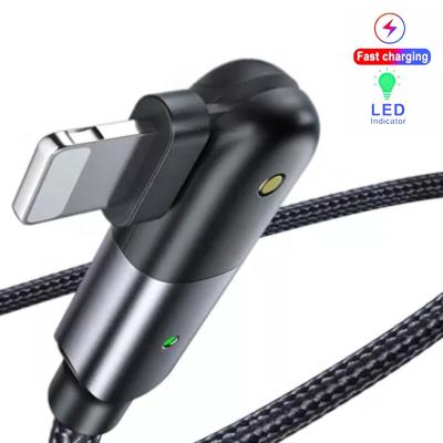 China Mobile Phone Etc.electronic Product 180 Rotation USB Elbow Cable 5A LED Fast Charging Micro USB C to USB C Lighting Rotating Palladium Data Cable for sale