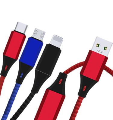 China Custom MP3 / MP4 Player Super Fast Charging Cable 3 In 1 Type-C Mobile Charging Lighting Cable Micro Data for sale