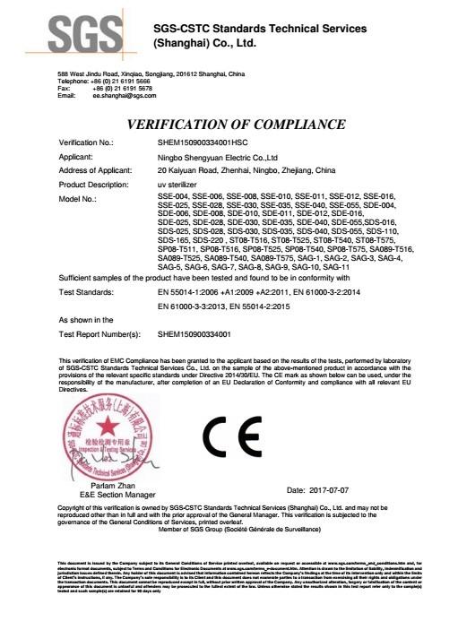 CE - Ningbo Shengyuan Electric Co., Ltd.