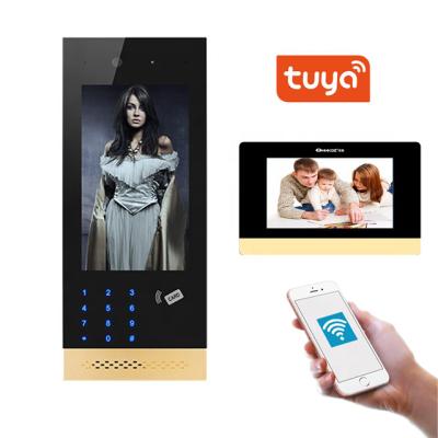 China Apartment Security System Wifi TCP IP Face ID Unlocking Video Door Phone IP65 Android Tuya Waterproof App for sale