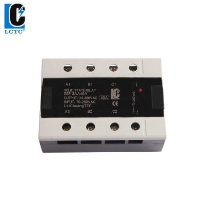 China 70-280VAC SSR AC/AC Miniature Epoxy Three Phase 40A Solid State Relay for sale