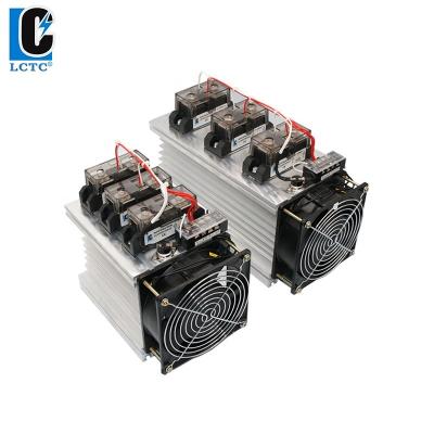 China 350A DC Sealed To AC Industrial Three Phase Solid State Relay Set With SSR Heat Sink And Fan Relay for sale