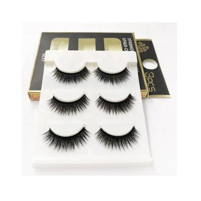 China Private Label 3Pairs Natural Thick Eyelash Vendor False Eyelashes 3d Strip Full Lashes With Package Box False Eyelashes for sale