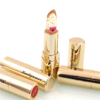 China Kailijumei Wholesale Waterproof Women Shape Jelly Flower Lipstick Glitters Gloss Beauty Cosmetics 3 Color Change Flower Lipstick for sale