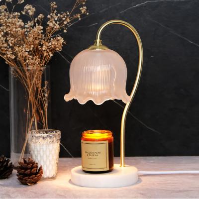 China Luxury Single Cast Iron Marble Bedside Table Bedroom Bedside Table Lamp INS Retro Wax Aromatherapy Atmosphere Soporific Light for sale