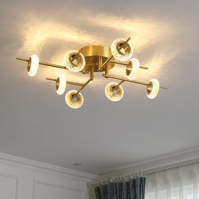 China Postmodern luxury brass classic wedding room living room dining room study room LED aisle desk decoration ceiling lamp for sale