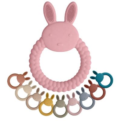 China Baby Shaped Custom Made Soft Organic Soft Toy Rabbit Silicone Food Grade Toy Sensory Teether Wholesale New Bpa Free for sale