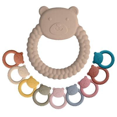 China Toy Wholesale Cheap Non-Toxic Soft BPA Free Animal Ring Toy Easy To Hold Baby Silicone Bear Teether for sale