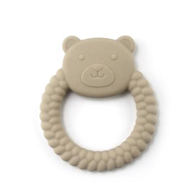 China Baby Silicone Teether Strap Baby Toy New Style Ring Shape Silicone Donut Bear Silicone Baby Teether CPC Certi Soft Toy Wholesale Teether for sale