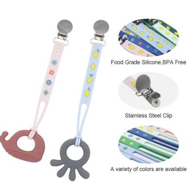 China 2022 BPA Free Hot Sale Amazon DIY Silicone Beads Baby Pacifier Holder Wholesale Pacifier Clip for sale