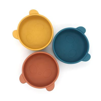 China Children's Silicone Children's Dishes Dining Dish For Feeding BPA Free Silicone Feeding Supplies Baby Panda Bowl Silicone Bow for sale