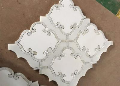 China Waterjet Natural Stone Mosaic Tile 194 X 194mm White Mosaic Wall Tiles for sale