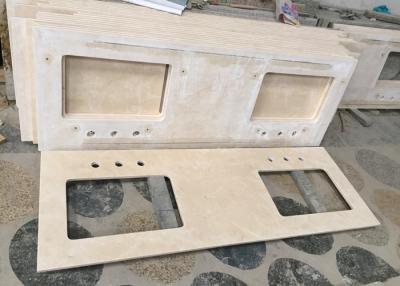 China Double Sink Marble Bathroom Sink Tops , Cream Marfil Marble Stone Countertops for sale