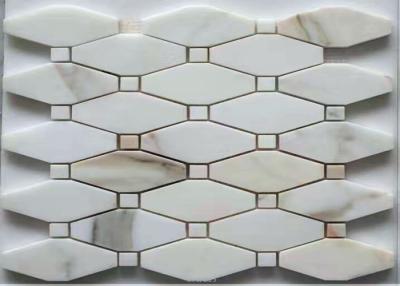 China Hexagon / French Pattern Marble Basketweave Floor Tile Anti - Stain Mosaic Bathroom Tiles for sale