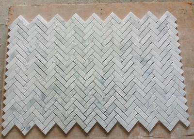 China C Carrara Natural Marble Mosaic Tile Bathroom Decor With Herringbone Shape for sale