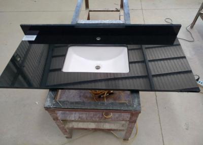 China Black Commercial Bathroom Countertops Durable With Squared Sink for sale