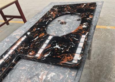 China Black Portoro Engineered Stone Vanity Tops Artificial Marble With Oval Cutout for sale