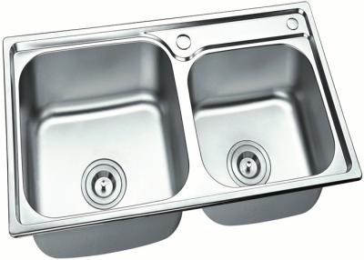 China Kitchen Standard Stainless Steel Sink Bowl With Drainers , Sliver Color for sale