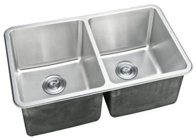 China Double Bowl Kitchen Sink / Double Basin Stainless Steel Sink Rectangular Shape for sale