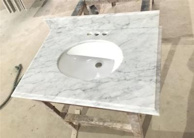 China Grote Marmeren Countertops van Ader Witte Carrera verlichtten Randen met Dubbele Gootstenen Te koop