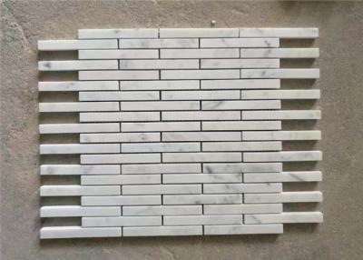 China 15x98MM Carrara White Natural Stone Mosaic Tile Long Strips 10 MM Thickness for sale