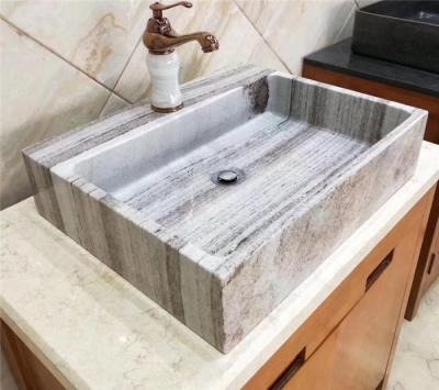 China Natural Marble Stone Sink Bowl 600 x 400 mm squared or oval sink for bathroom top mounted for sale