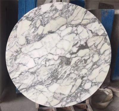 China De ronde Tafelbladen marmeren het Witte Marmer van Arabescato van Ijdelheidsbovenkanten met diverse veinings 800 mm diamater Te koop