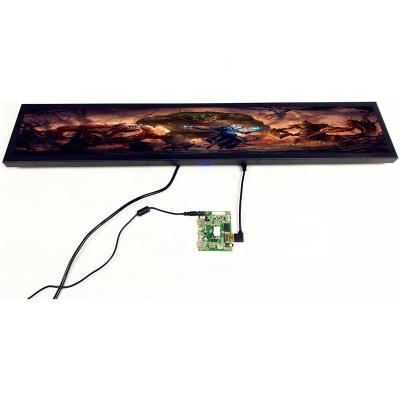 China 35.3 inch indoor 1920*132 stretched lcd monitor bar display glass cover lcd monitor ultra size product for sale