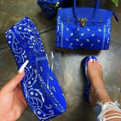 China 2020 fashion trend new arrival clear PVC jelly shoe summer wedge slips women sandals bandana lady sandal for sale