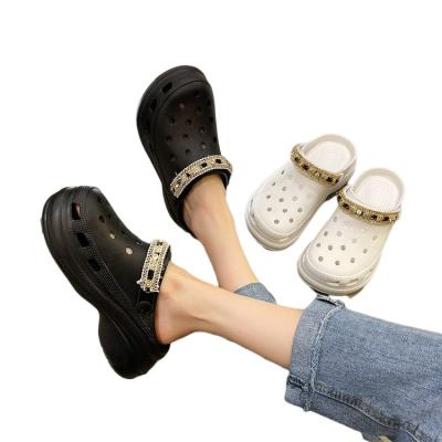 China Fashion trend women plastic clear jelly slides woman pantofola bed slippers flip flops high heel flat beach sandals sapateado for women and ladies for sale