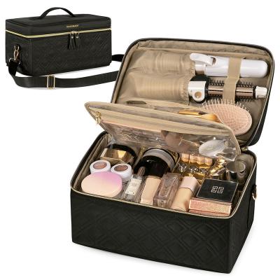 China Fashion Bagsmart Tending Large Travel Adjustable Compartment Make Up Train Case Organizer Portable Make Up Cosmetic Bag for sale