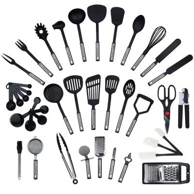 China Sustainable Kitchen Utensils Sets 40Piece Cookware Sets Gift Nylon And Stainless Steel Utensil Nonstick Spatula Kitchen Tool for sale