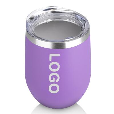 China Sustainable Egg Wine Tumbler Cup  Factory Wholesale Customized 12oz wine stainless steel Insulated mugs Reusable coffee mugs with lid for sale